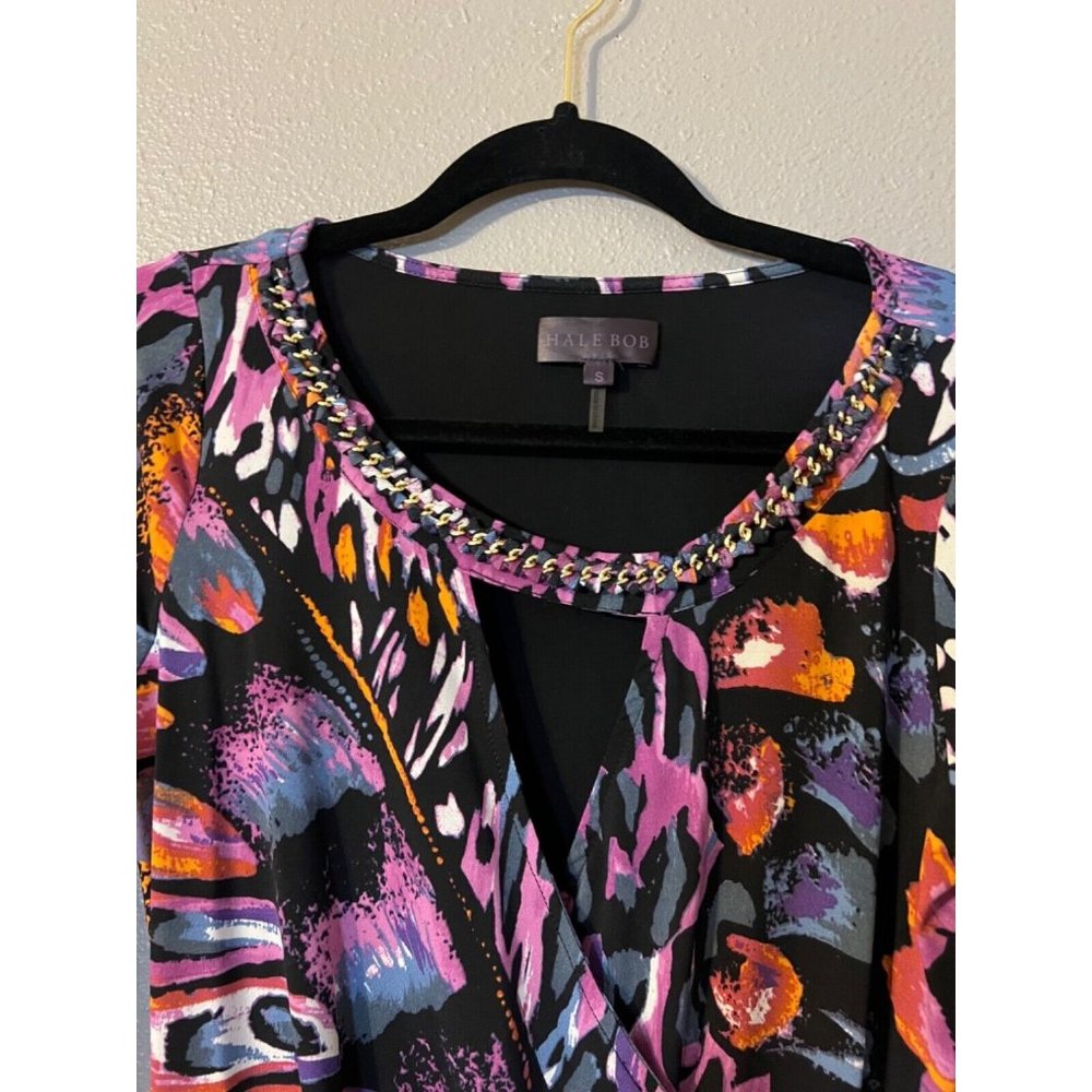 Hale Bob Dress S Small Stretch Career Church Washable Long Sleeve Colorful - Picture 8 of 12